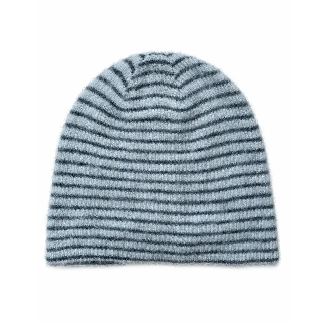 New Style Warm Stripe Wool Cap for Women, Brimless Design in Soft Acrylic Material