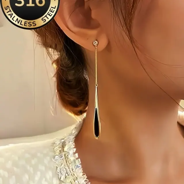 Water Droplets Electroplated Stud Earrings for Women in 316 Stainless Steel with 18K Real Gold PVD Coated Plating and 0.03µm Thickness