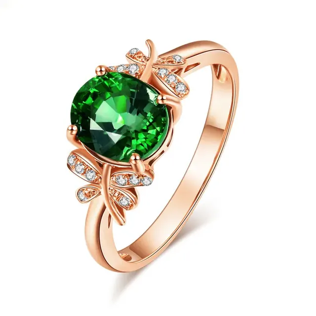 Butterfly Open Ring for Women in Copper with 18K Real Gold Plated Electroplated Finish and Artificial Gemstones Inlay