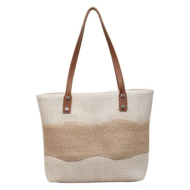 Women’s Square Straw Bag with Braid Design Featuring Single Shoulder Strap, Perfect for Spring & Summer