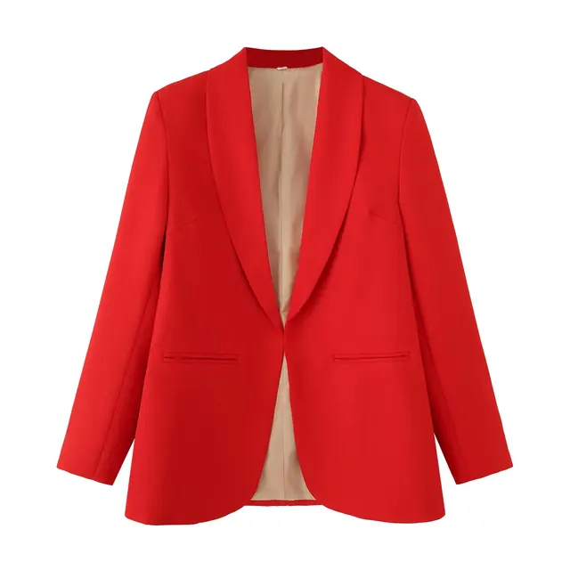 Elegant Long Sleeve Polyester Blazer with Patchwork Craftsmanship