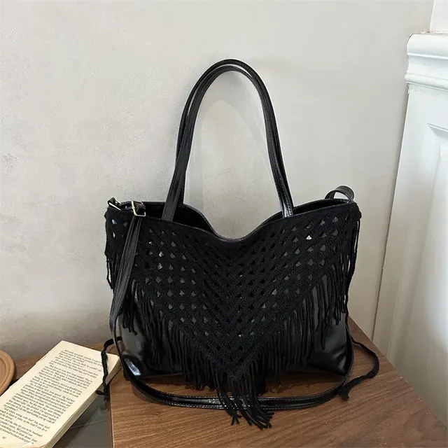 Solid Color Square PU Leather Tote Bag with Tassel, Single Shoulder Strap, Perfect for Spring and Summer