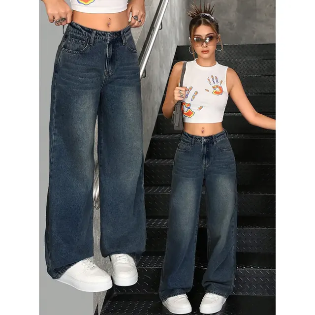 Women's Casual Full Length Denim Cotton Jeans with Micro-Elastic Stretch for Street Wear