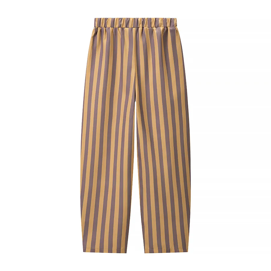 Stripe Casual Pant Co-ord Set in Polyester Featuring Knee Length Pants, Streetwear Style for Summer, 2 Pieces Set