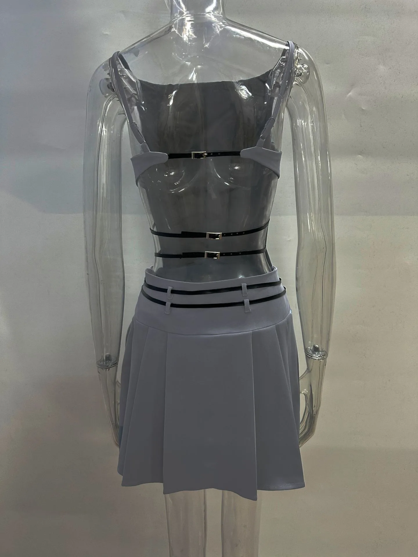 Sexy Sleeveless Strap Dress in Polyester Fabric Featuring Above Knee Length