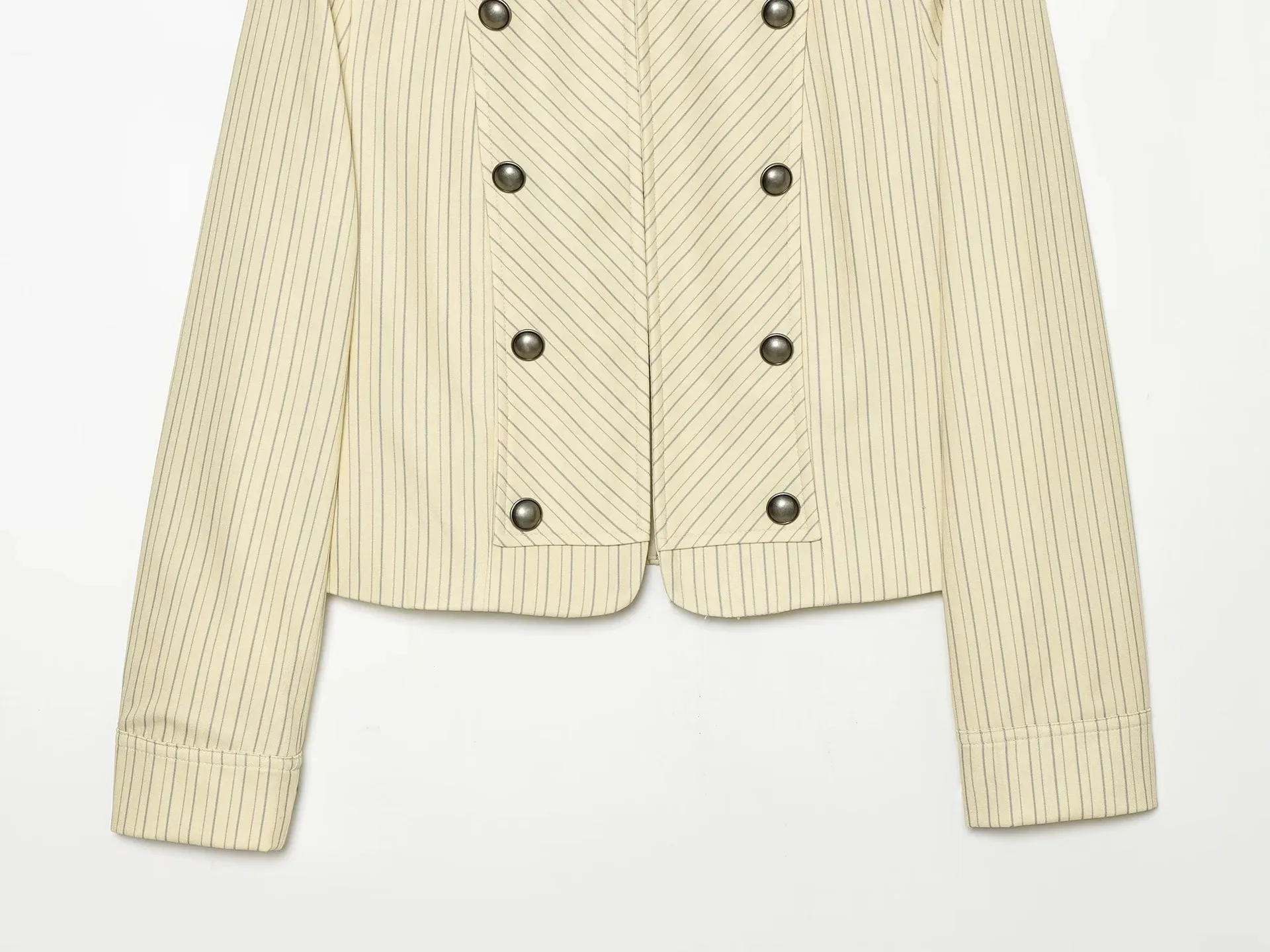 Casual Solid Color Double Breasted Blazer for Women in Polyester Fabric Featuring Button Craftsmanship