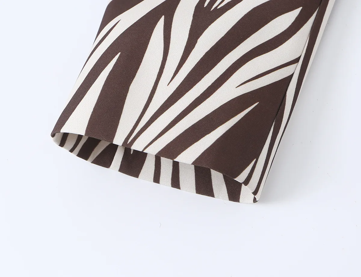 Zebra Long Sleeve Polyester Blazer with Patchwork Craft, Single Breasted Design and Lapel Collar