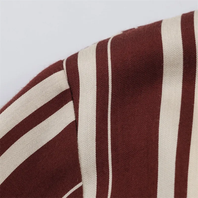 Casual Stripe Regular Dress with Long Sleeve and Shirt Collar, made of Polyester fabric