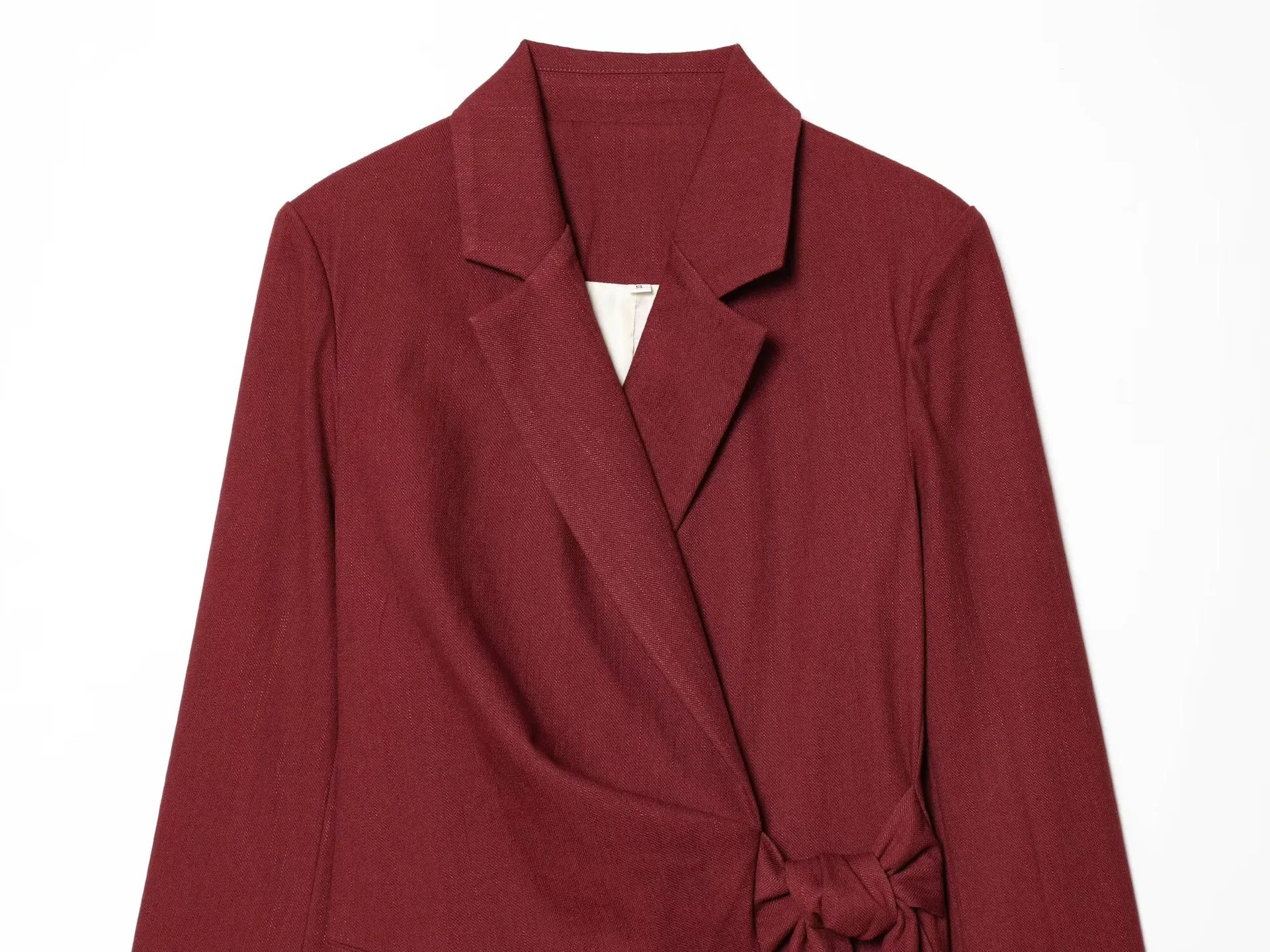 Business Linen Blazer Suits Co-ord Set with Front Tie Featuring Double Breasted Closure and Long Sleeves for Professional Women