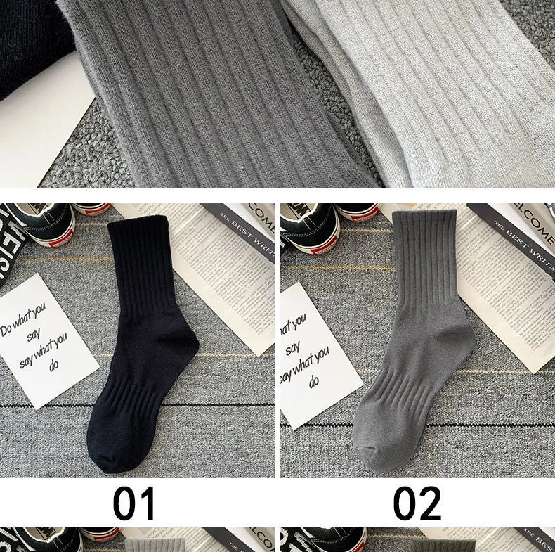 Zhuji socks men's winter men's stockings black and white autumn and winter stockings deodorant sweat-absorbent breathable sports fashionable socks