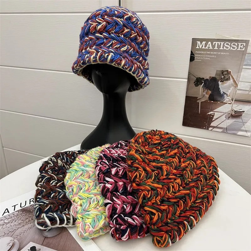 Korean Style Women's Winter Wool Bucket Hat with Ear Wrap Brim
