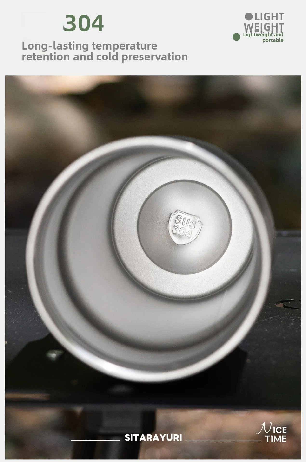 Thermos Cup Featuring 304 Stainless Steel Inner Liner and Robust 201 Stainless Steel Outer Shell, Perfect for Christmas