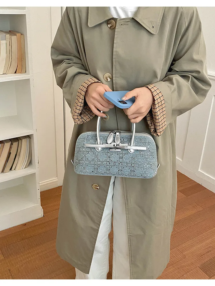 Adult Denim Shell Crossbody Bag for Women with Sling Strap, Suitable for All Seasons