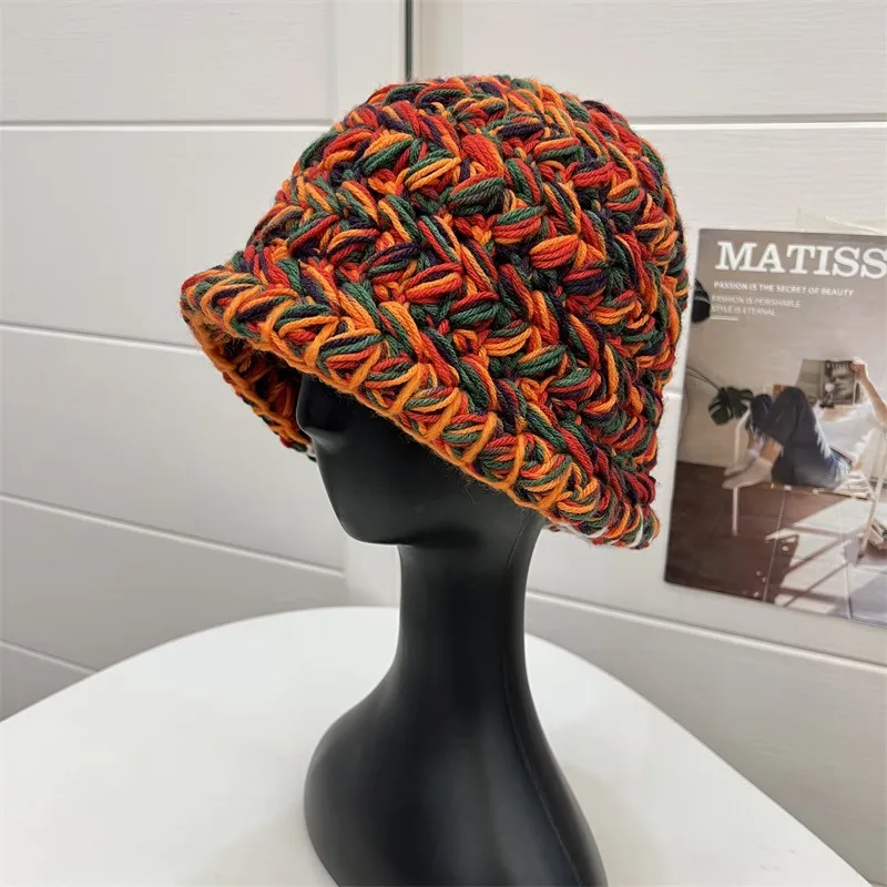 Korean Style Women's Winter Wool Bucket Hat with Ear Wrap Brim