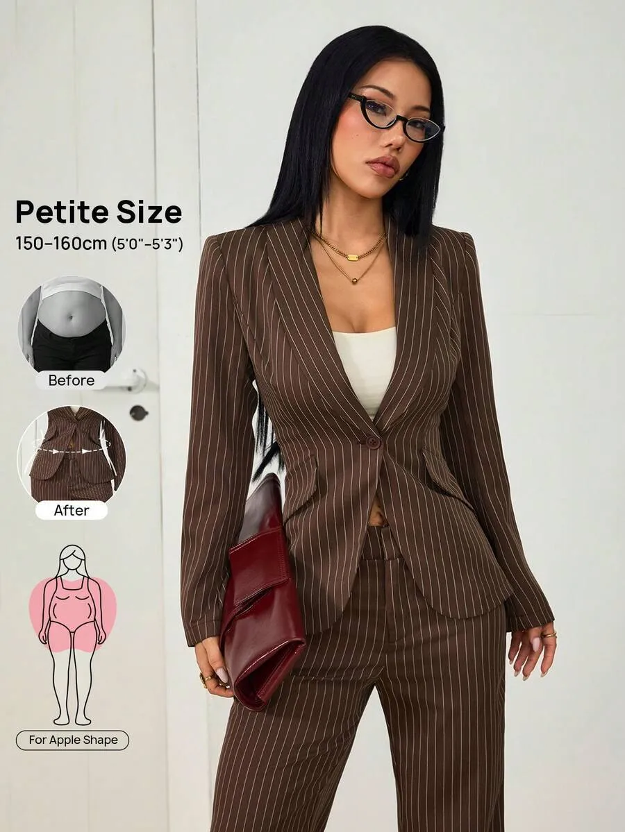 Elegant Solid Color Dress Pants and Blazer Suits Co-ord Set in Polyester with Patchwork Detail for Casual Wear, 2 Pieces Set