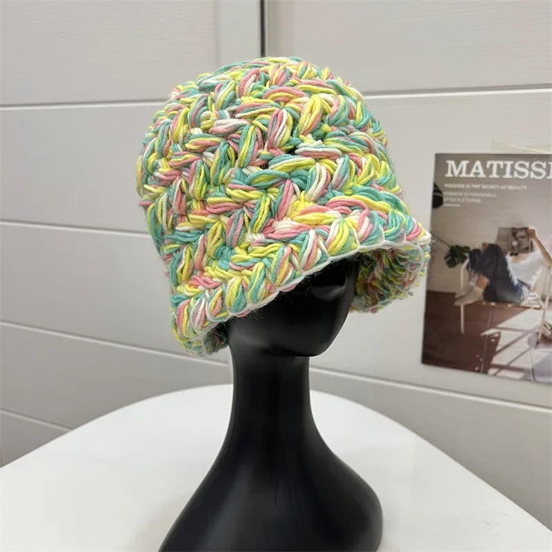 Korean Style Women's Winter Wool Bucket Hat with Ear Wrap Brim
