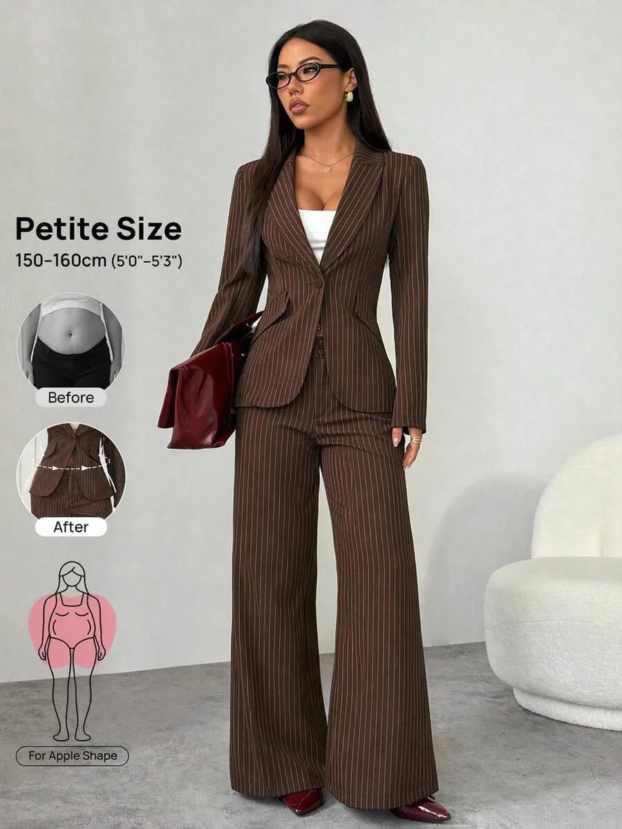 Elegant Solid Color Dress Pants and Blazer Suits Co-ord Set in Polyester with Patchwork Detail for Casual Wear, 2 Pieces Set