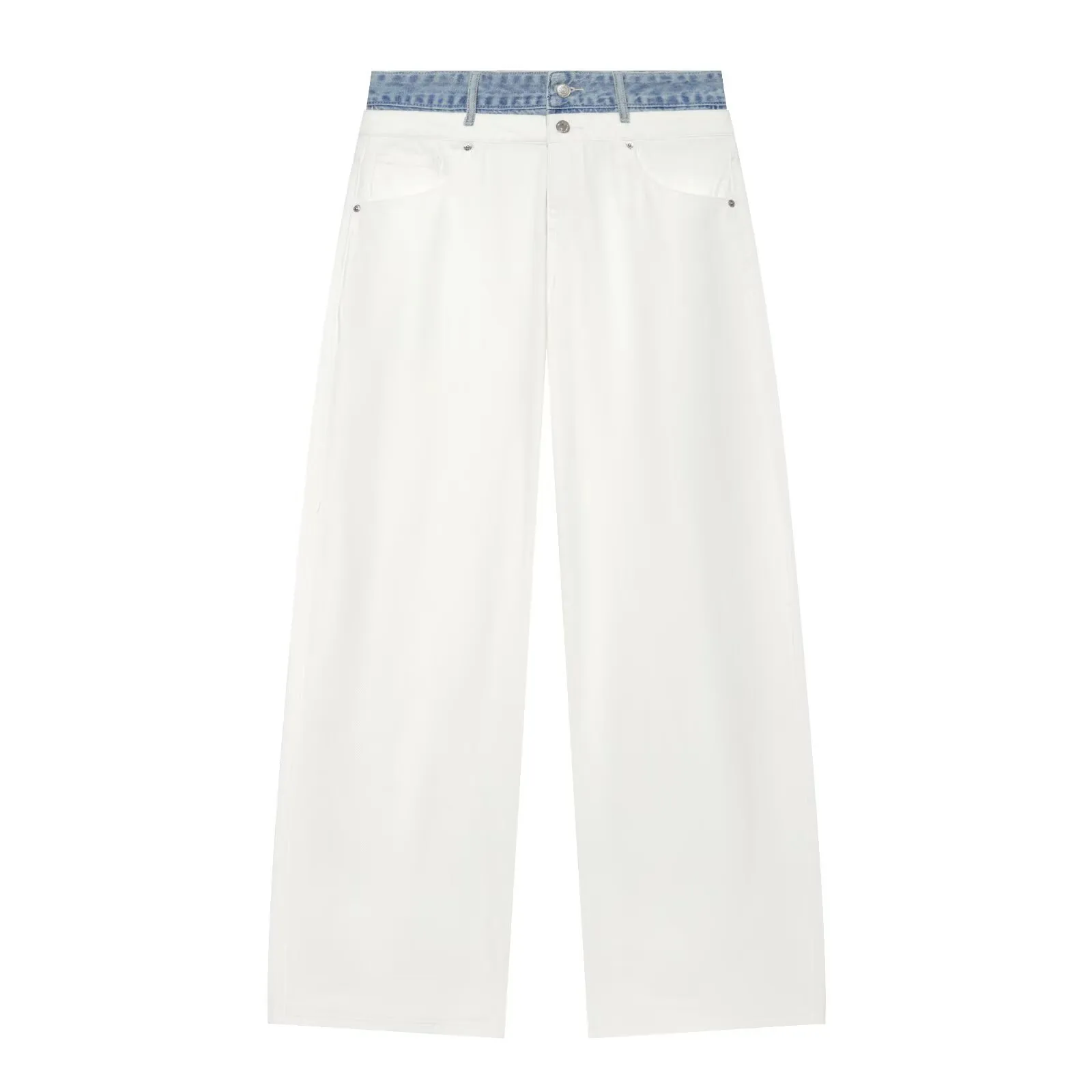 Color Block Full Length Jeans for Women in Casual Street Style featuring Polyester Fabric with Patchwork Design