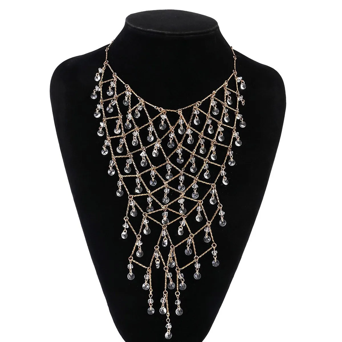 Vintage Style Gold Grid Braid Necklace with Woven Chain in Zinc Alloy
