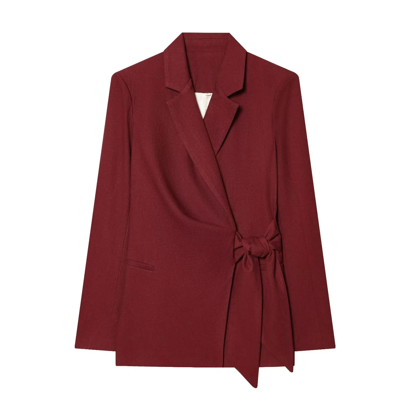 Business Linen Blazer Suits Co-ord Set with Front Tie Featuring Double Breasted Closure and Long Sleeves for Professional Women