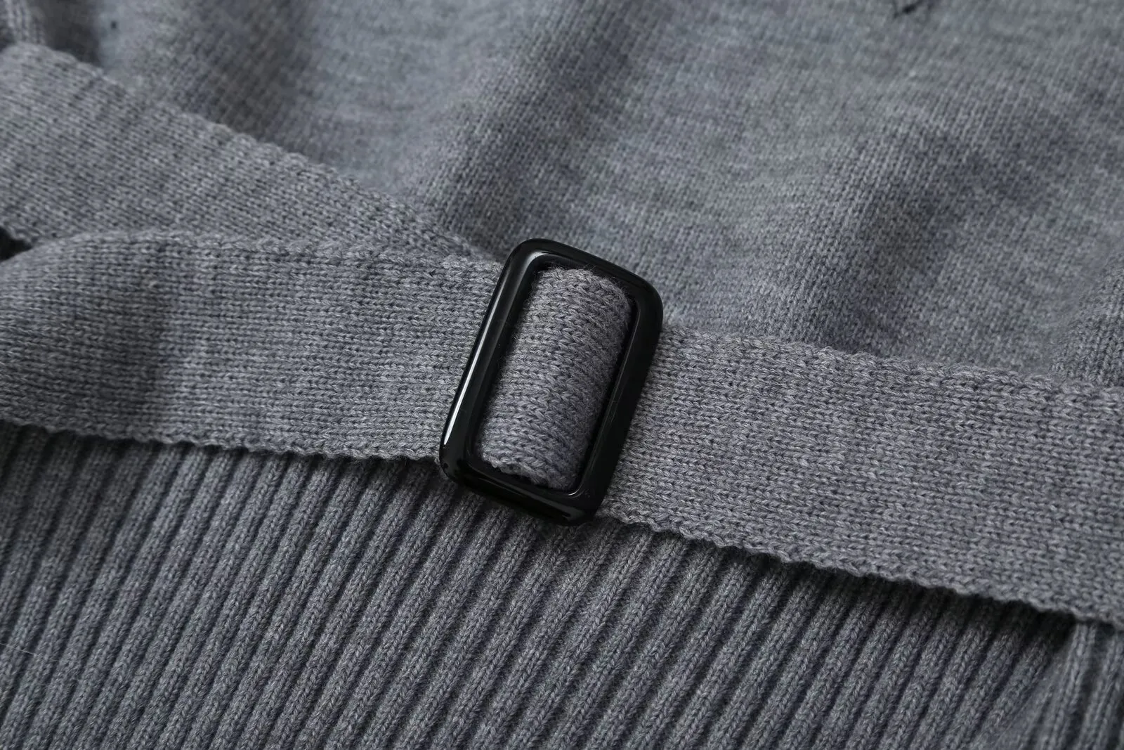 Streetwear Pant Co-ord Set in Knit Fabric with Belt, featuring V Neck and Long Sleeve, Full Length Pants with Stretchy Fit