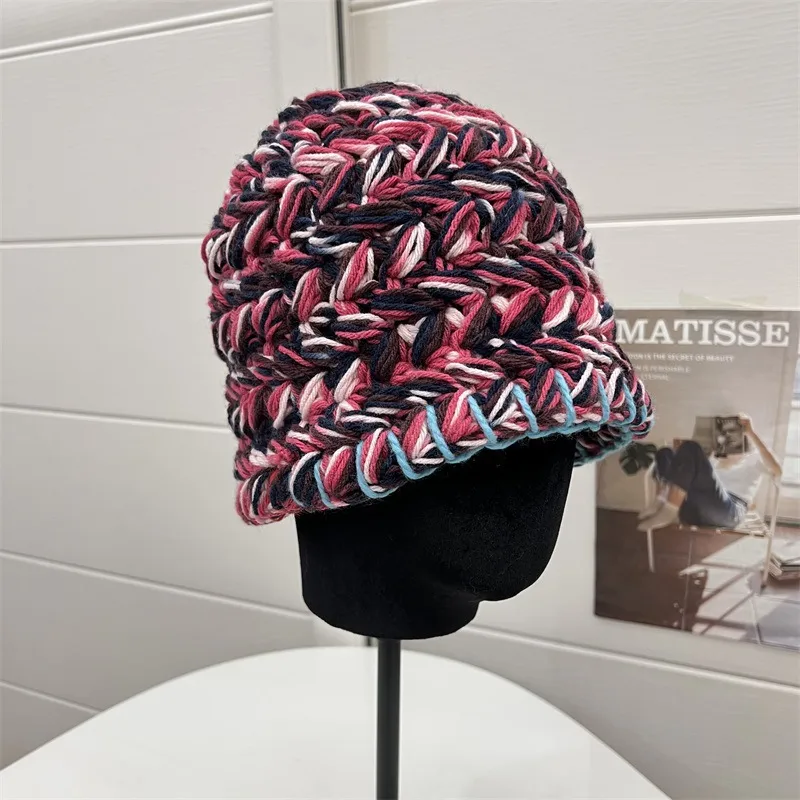Korean Style Women's Winter Wool Bucket Hat with Ear Wrap Brim