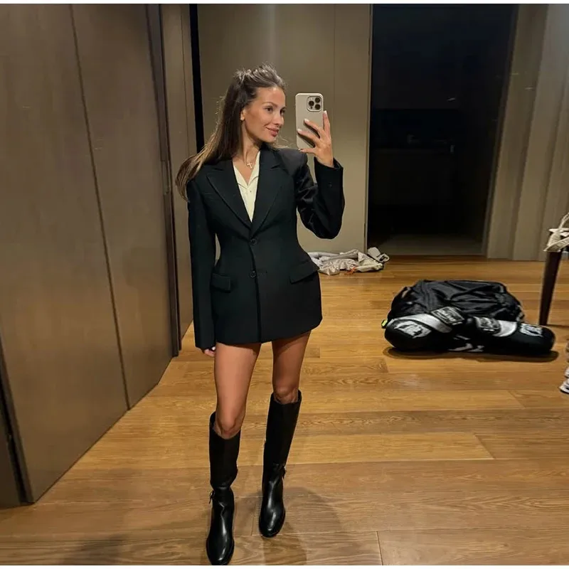 Solid Color Polyester Commute Blazer for Women in Plus Size Featuring Splicing Craft and Single Breasted Design