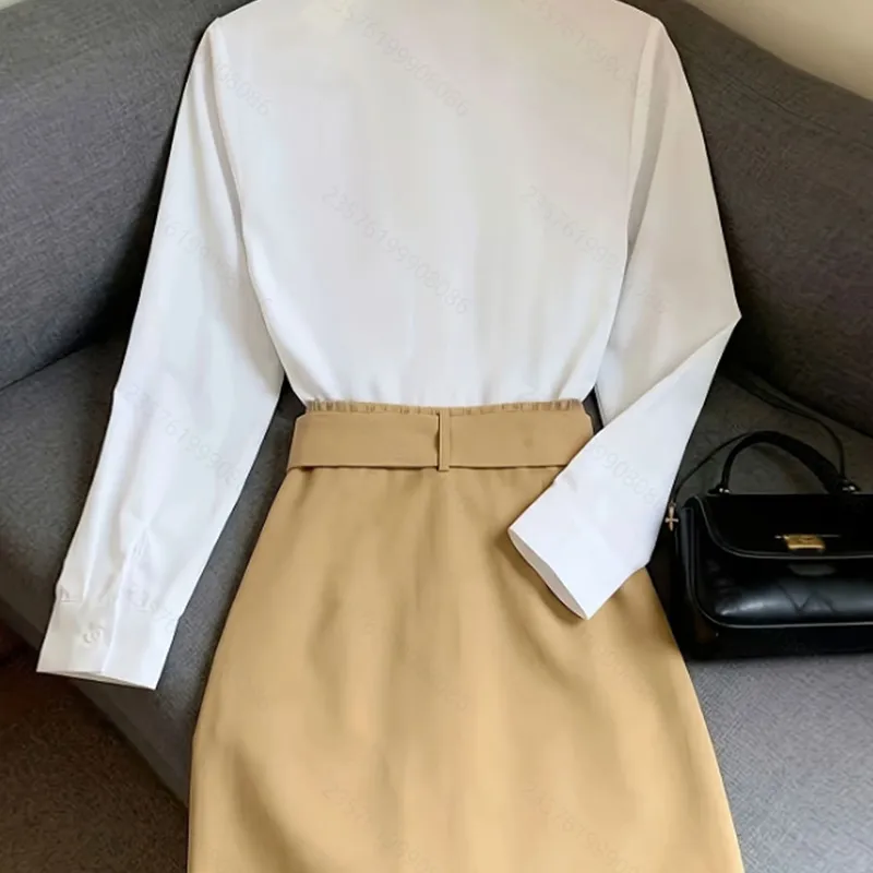 Solid Color Skirt Co-ord Set in Polyester Featuring a Slim Fit Blouse with Regular Sleeves for Commute