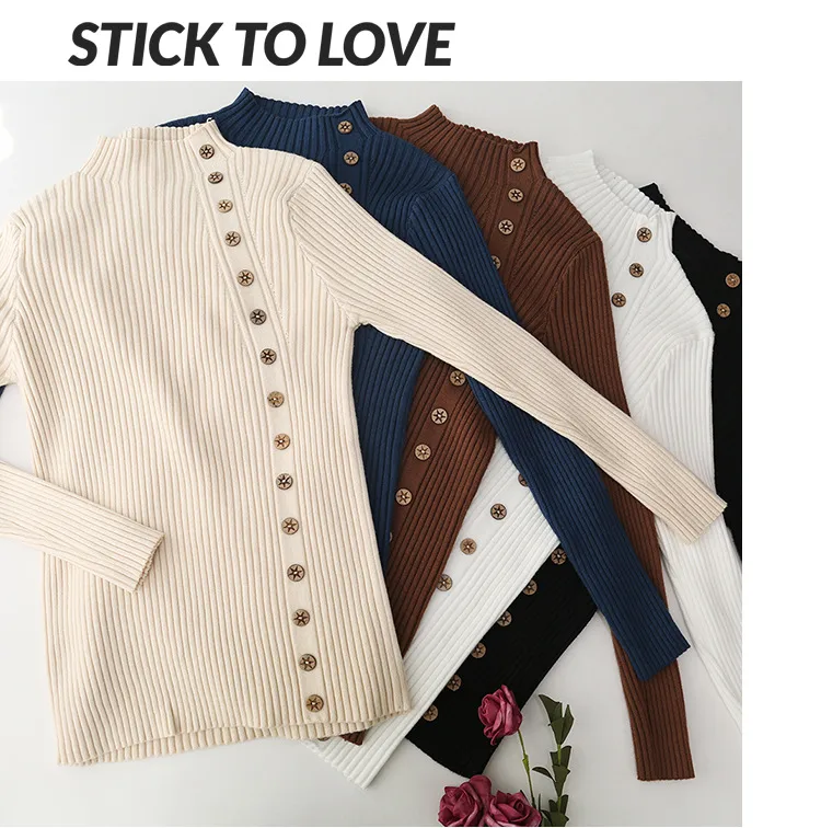 Solid Color Long Sleeve Viscose Pullover Sweater for Women