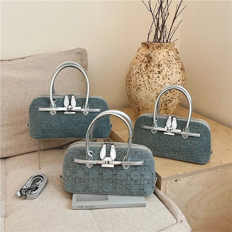 Adult Denim Shell Crossbody Bag for Women with Sling Strap, Suitable for All Seasons