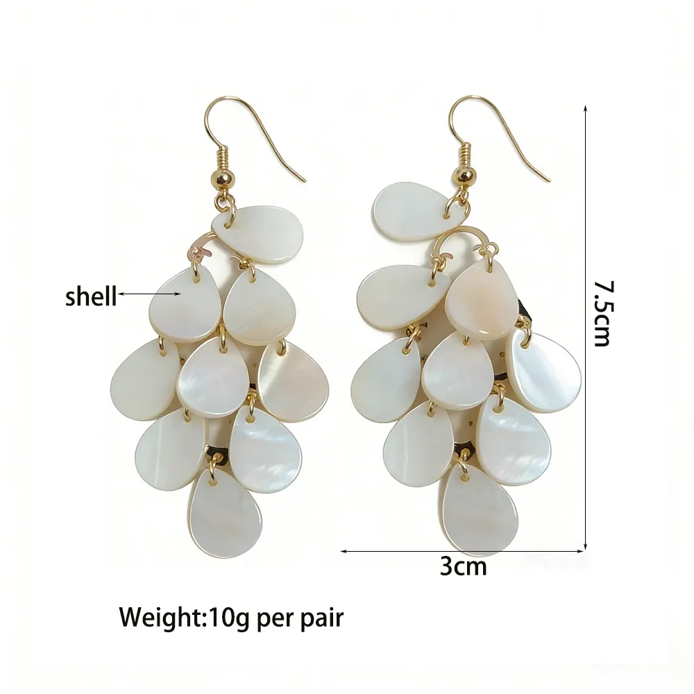 Handmade Shell Clip Earrings for Women with Screw Back in White