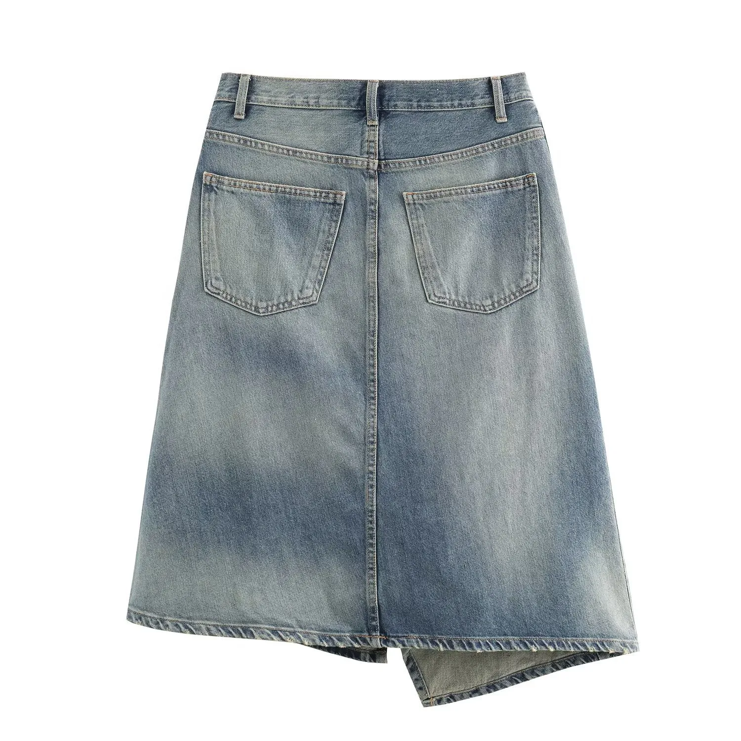 Casual Summer Blue A-Line Skirt for Women with Regular Fit and Mid High Waist
