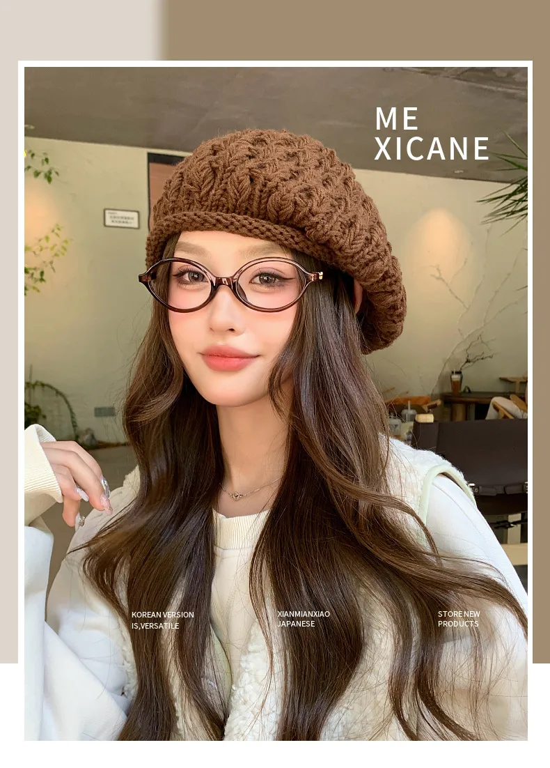 New Style Solid Color Warm Women’s Brimless Beret Hat in Polyester with Braid Craftsmanship