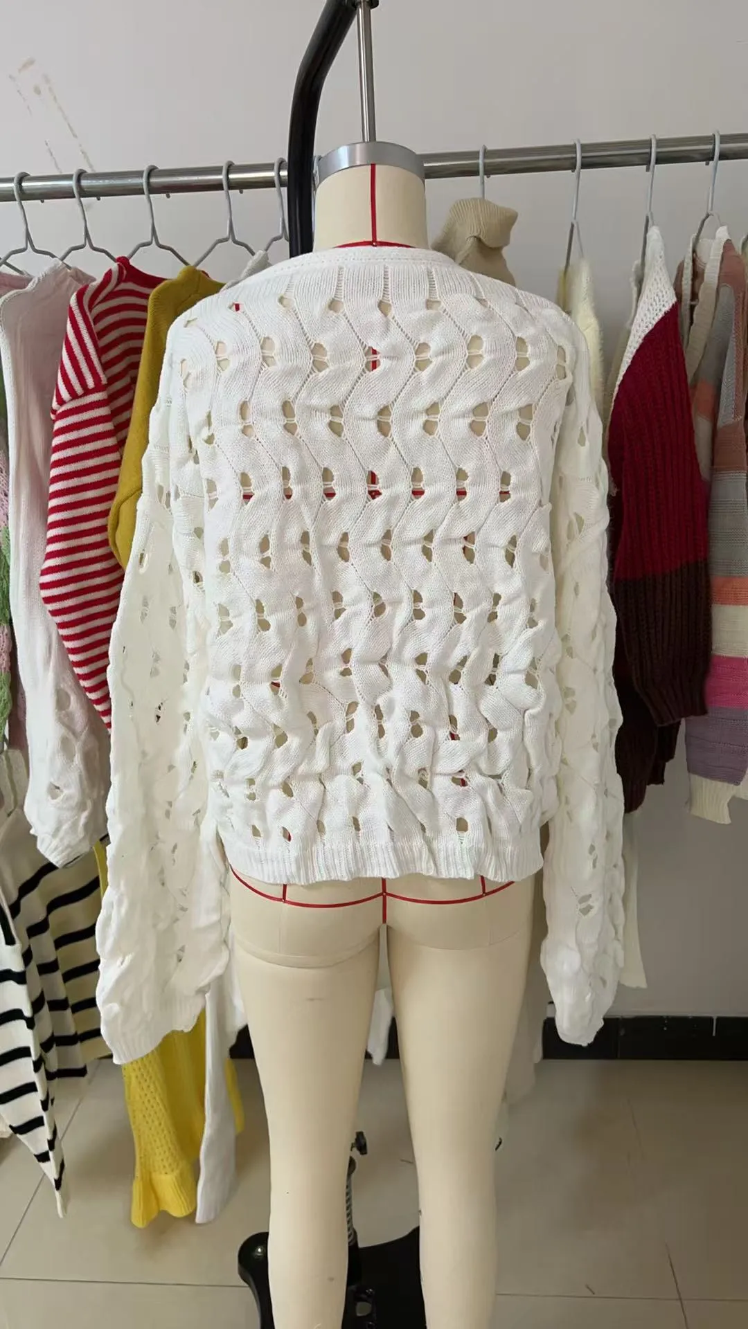 Solid Color Casual Acrylic Sweater with Long Sleeve, V Neck and Single Breasted Design