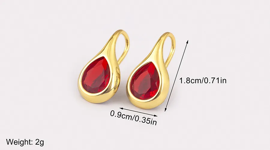 Water Droplets Earrings for Women, Copper with 18K Real Gold Electroplated and Zircon Inlay Stud Earrings