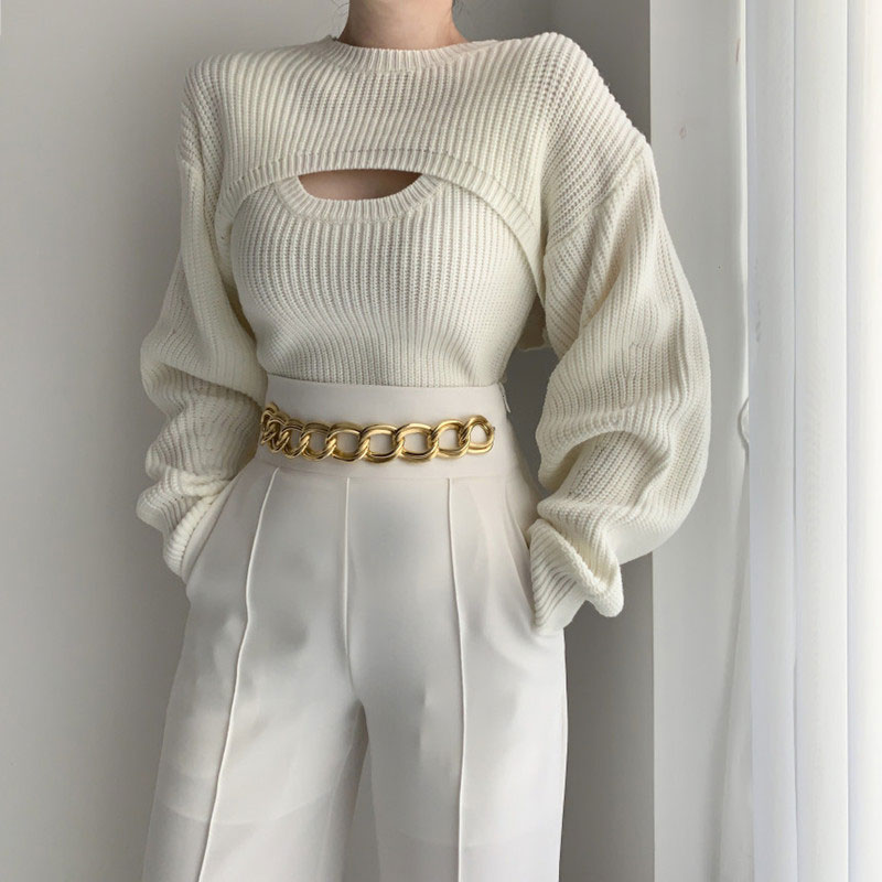 Solid Color Long Sleeve Sweaters & Cardigans
