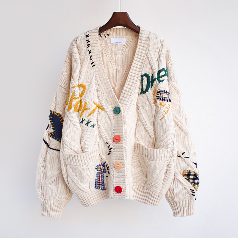 Long Sleeve Embroidery Sweaters & Cardigans