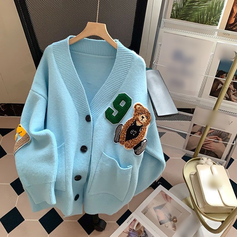 Embroidery Button Sweaters & Cardigans