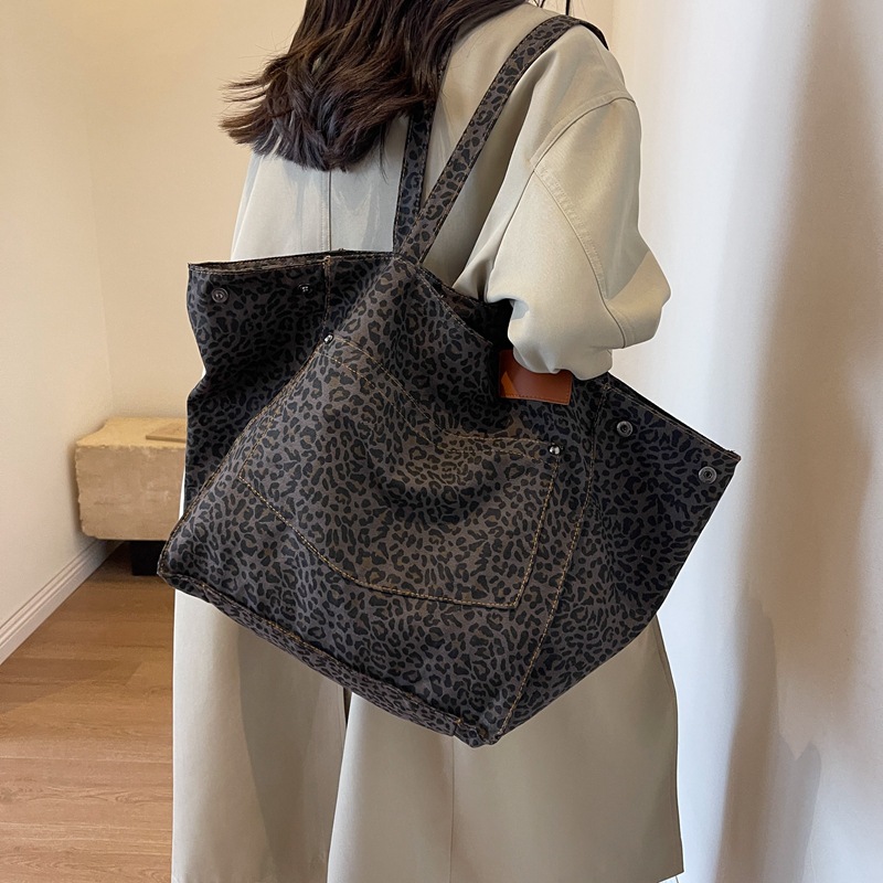 Casava Leopard Print Canvas Tote Bag