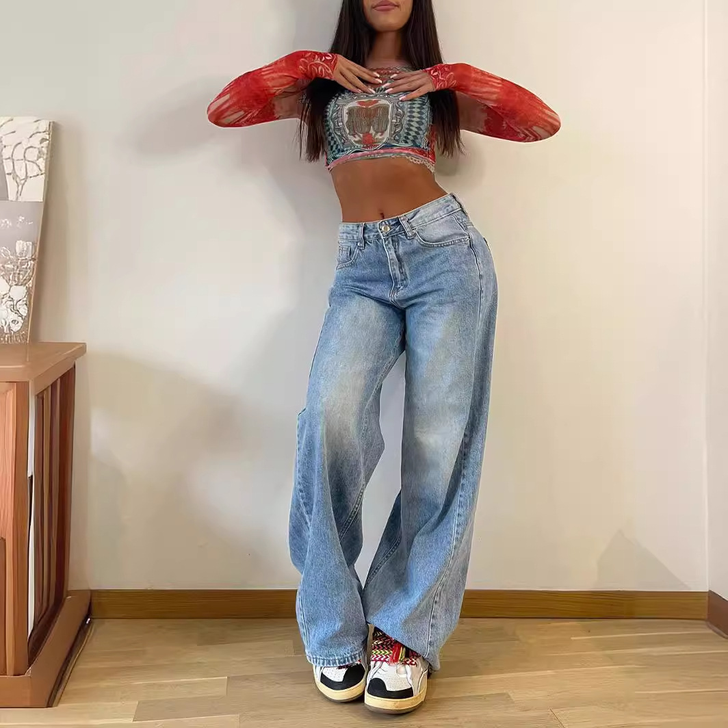 Casava Printed Wide Leg Jeans