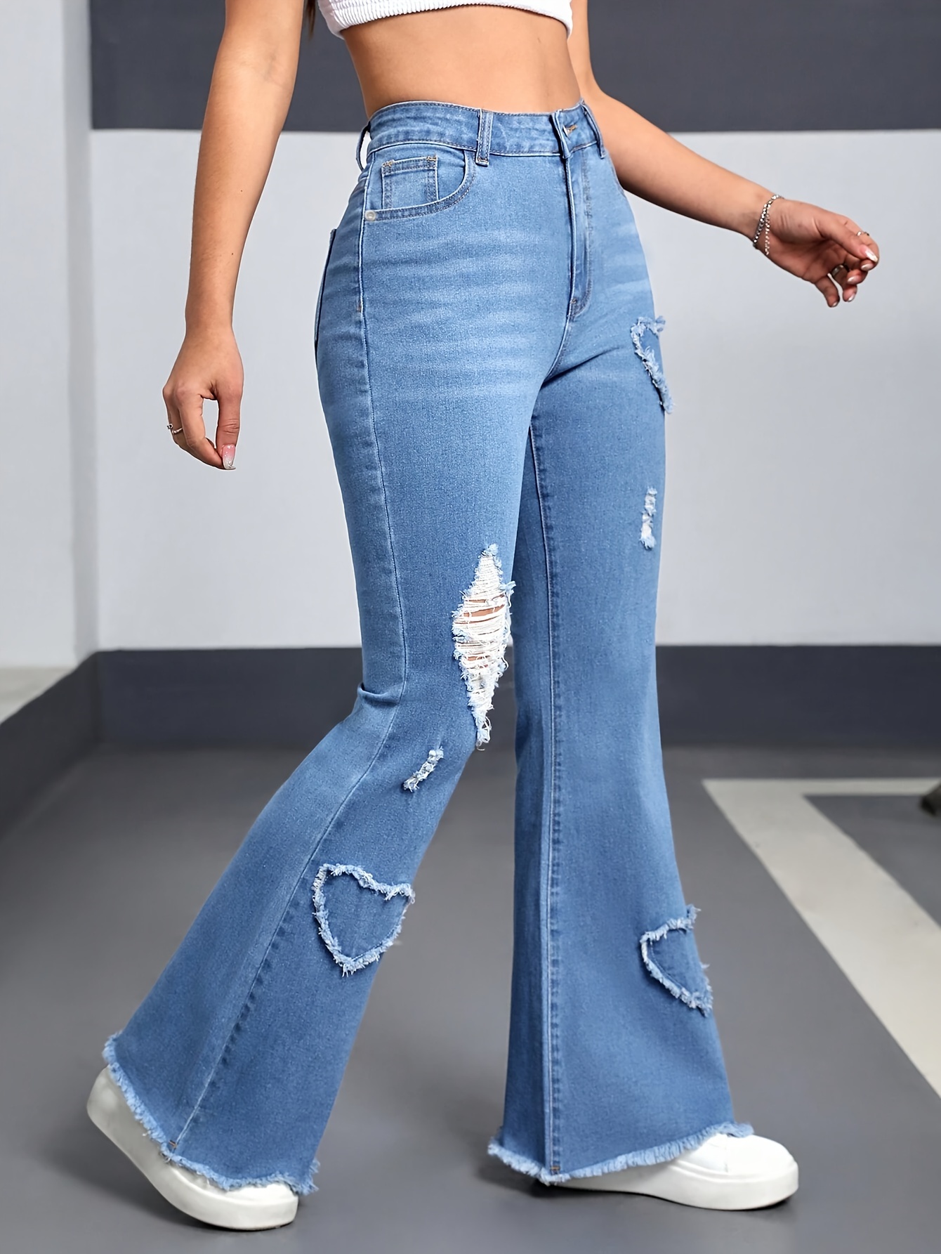 Casava women’s heart-pattern full-length jeans