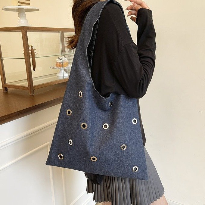 Casava American-style canvas denim shoulder tote
