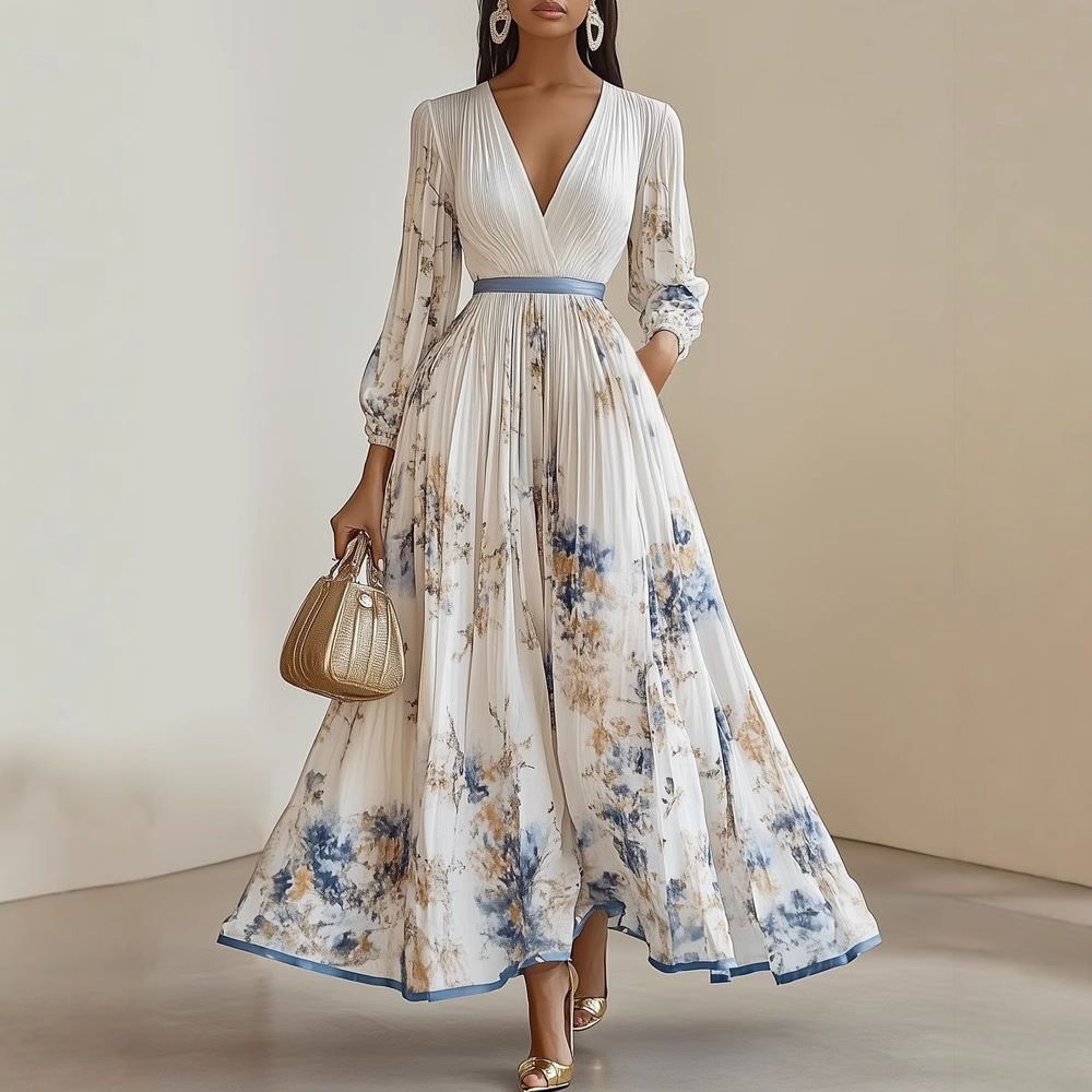 Casava Digital Print Pleated Dress