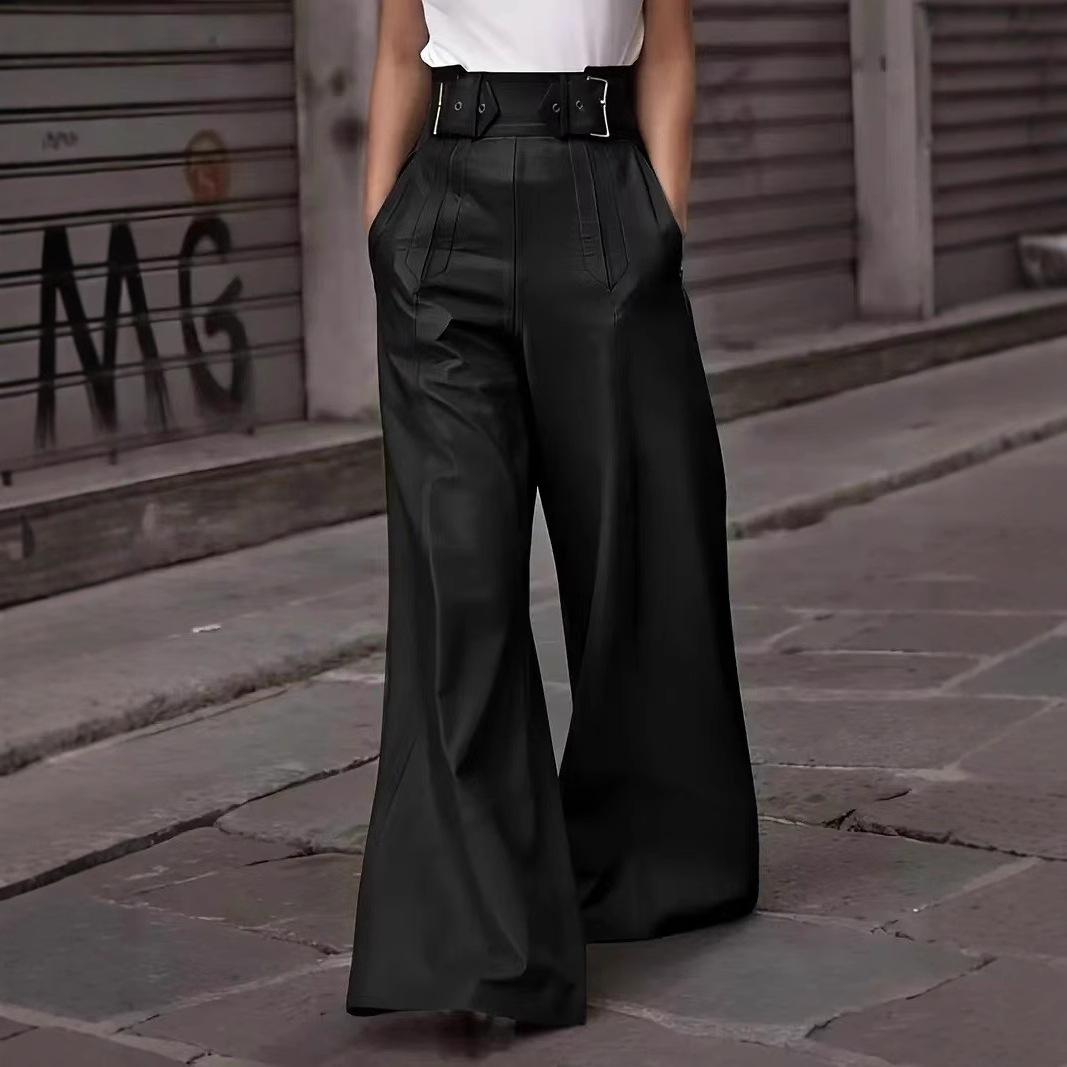 High Waist Loose PU Leather Pant