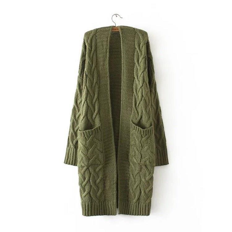 Long Sleeve Loose Fit Knitted Sweater Coat