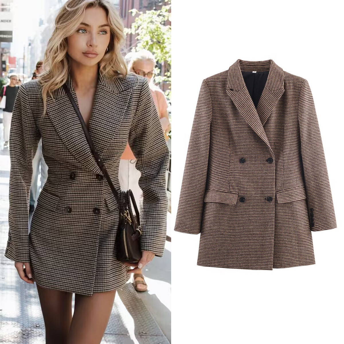 Women's Autumn Winter Plaid Blazer
