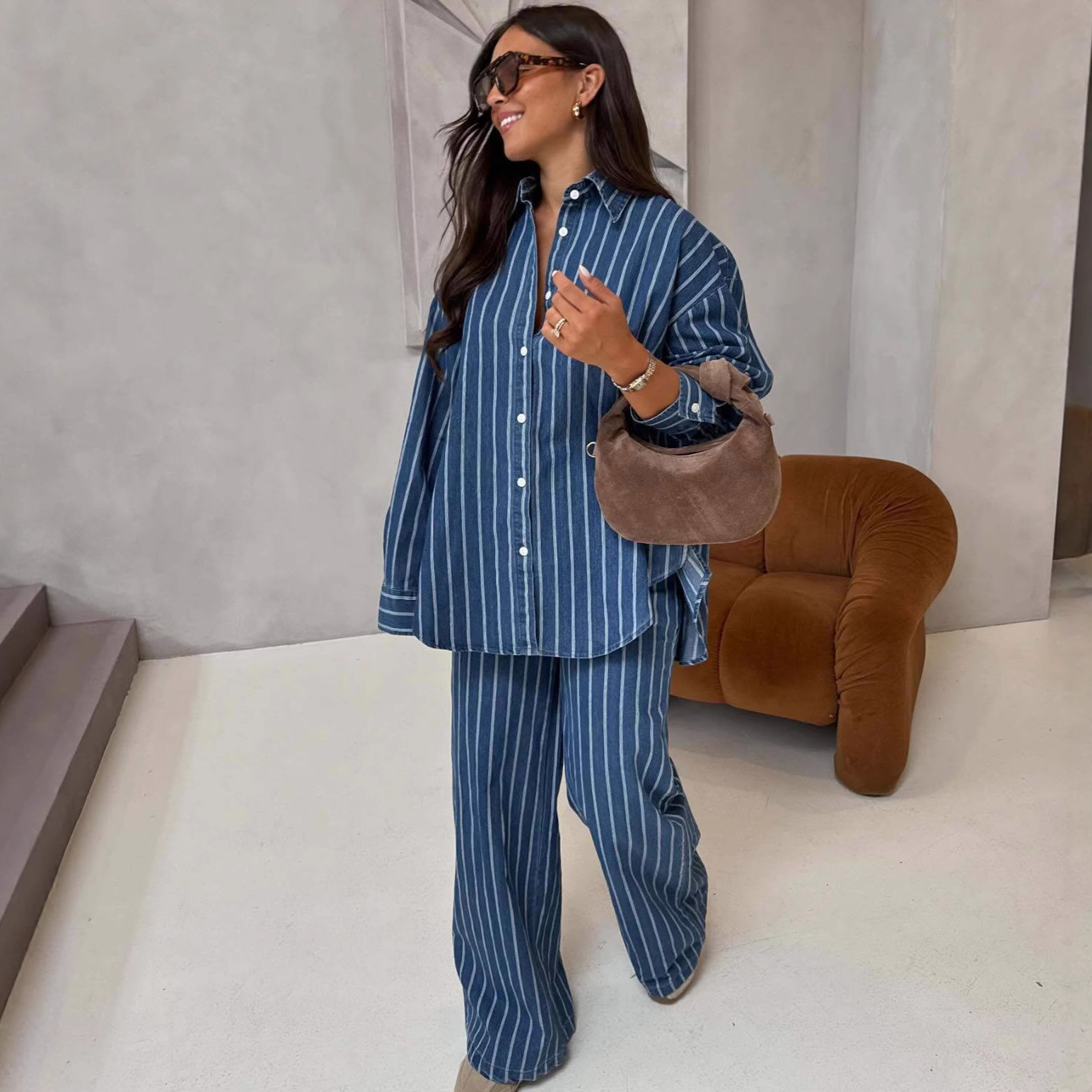 Elegant Stripe Pant Co-ord Set