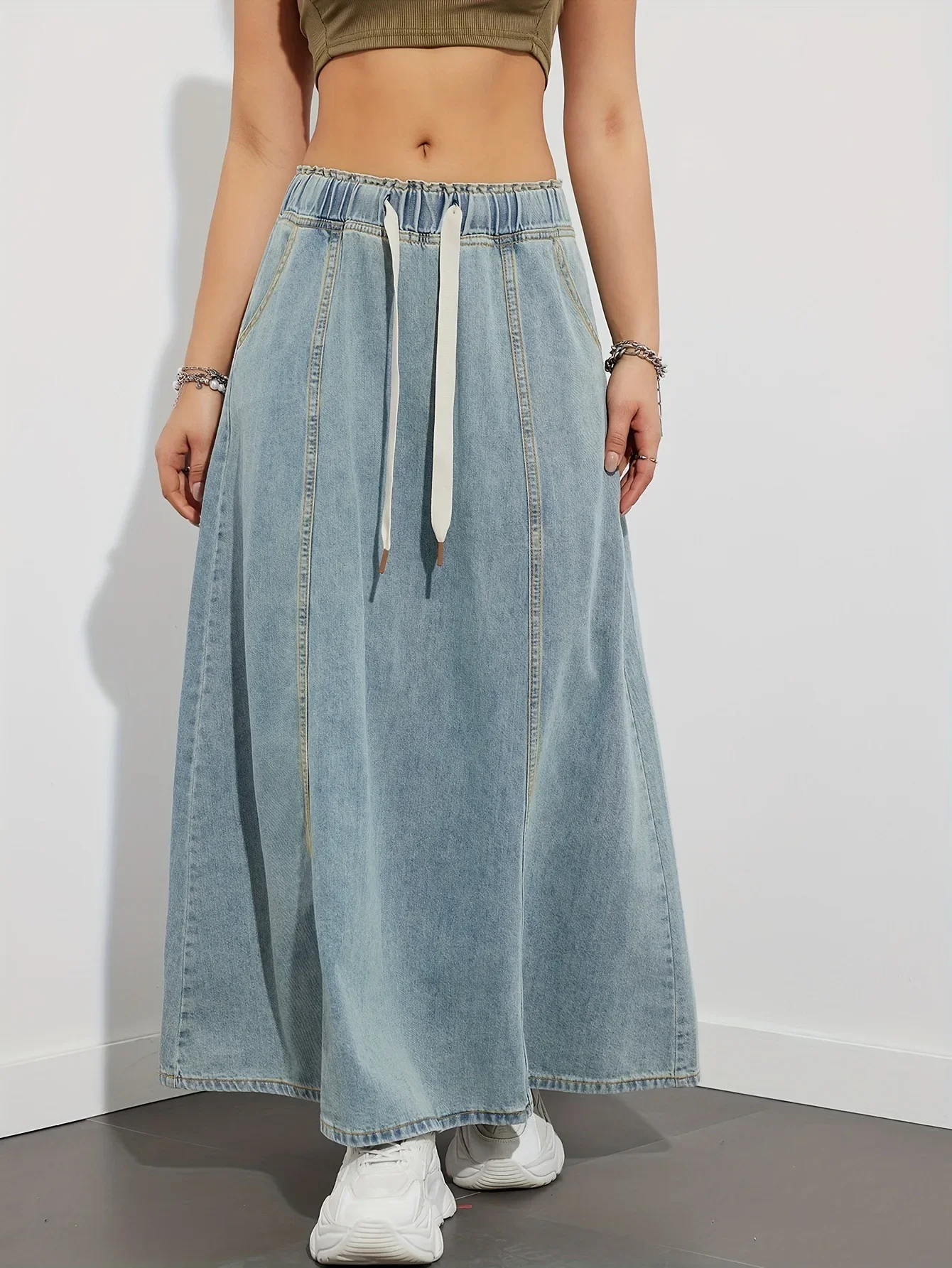 Casava Loose Waist Denim Skirt
