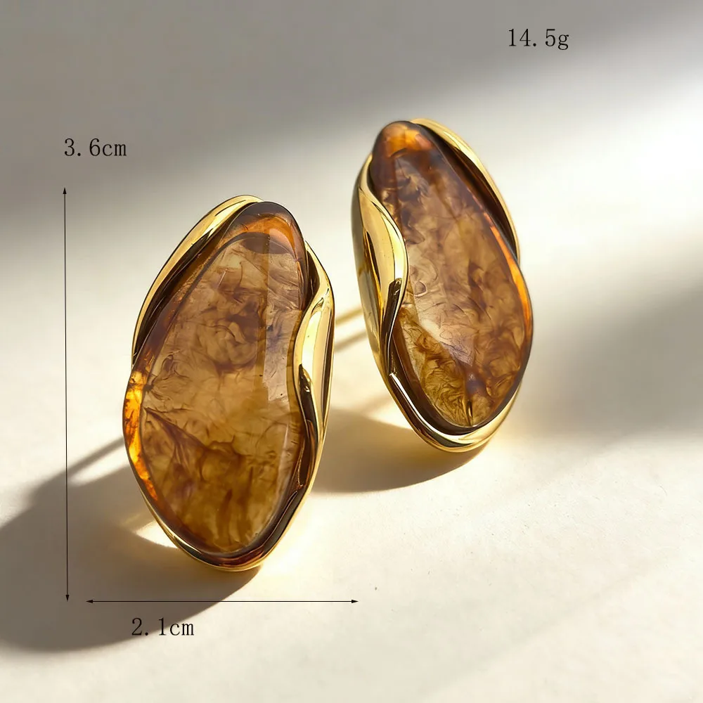 Geometric Maillard Style Resin Earrings for Women Featuring Resin Inlay, Ideal Stud Earrings