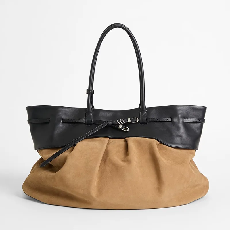 Women’s Square Suede Shoulder Bag with Metal Button Featuring Single Shoulder Strap